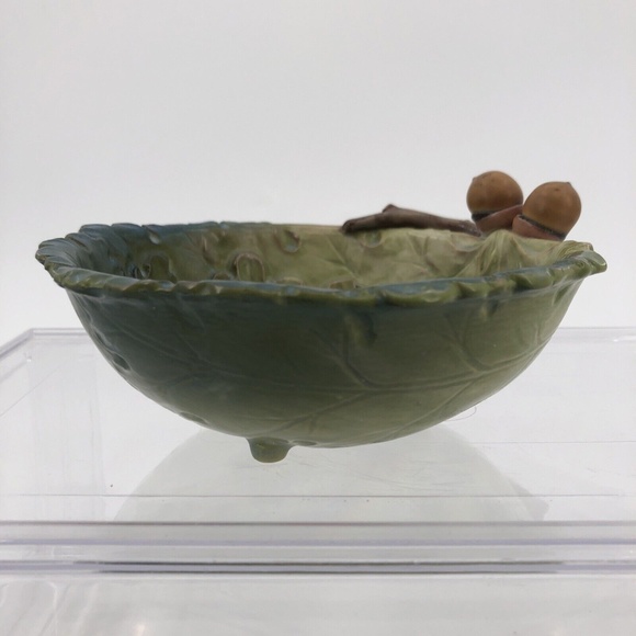 Takahashi San Francisco Porcelain Hand Painted Bowl Oak Leaves Acorns Green 6" - Picture 2 of 12